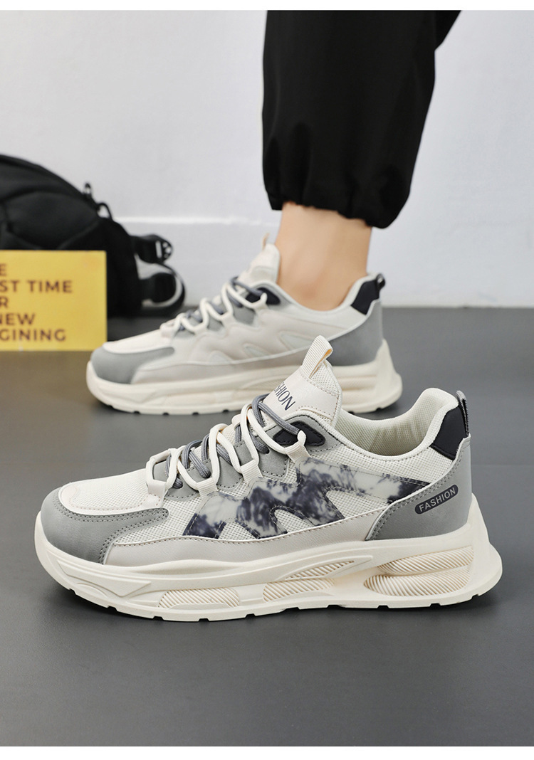 Sneakers casual da uomo traspiranti con plateau e motivo color block detail 3