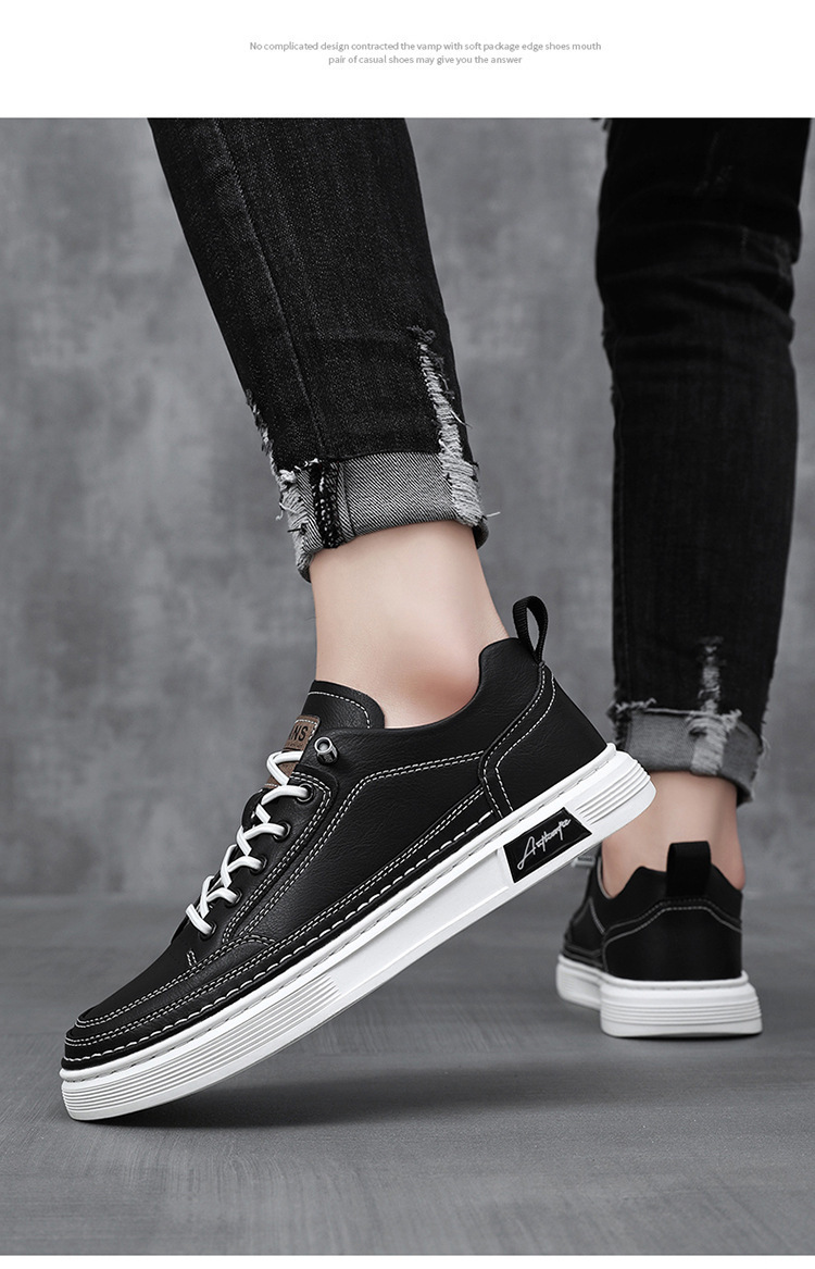 Herren Freizeitschuhe aus PU-Leder Rutschfeste Sneaker zum Schnüren detail 6