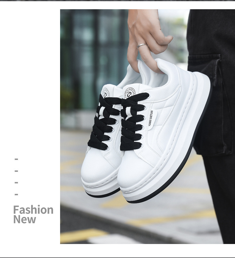 Herren Plateau-Freizeitschuhe aus PU-Leder zum Schnüren detail 16