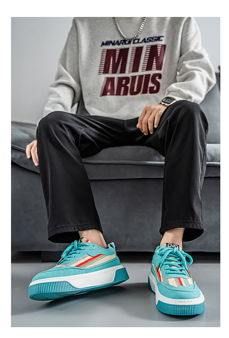 Herren Plateau-Sneaker zum Schnüren mit Streifen detail 10