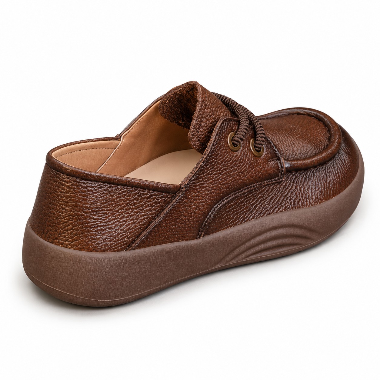 Women's Full-Grain Leather Wide Toe Box Lace-Up Casual Shoes 3