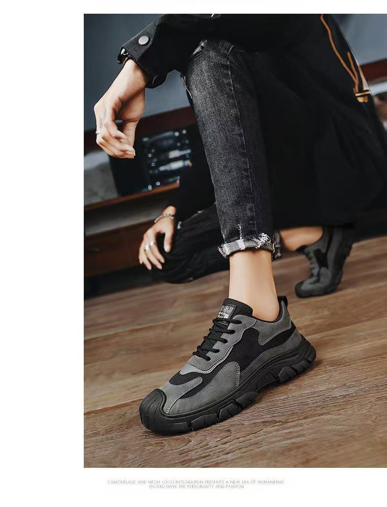 Zapatos casuales de hombre antideslizantes con cordones colorblock detail 2