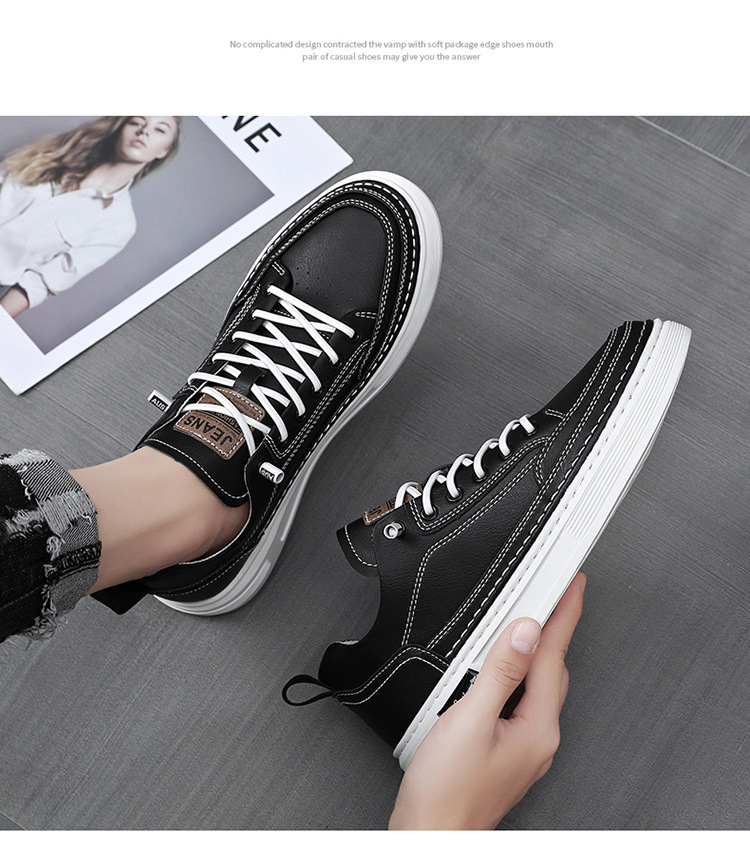 Herren Freizeitschuhe aus PU-Leder Rutschfeste Sneaker zum Schnüren detail 8