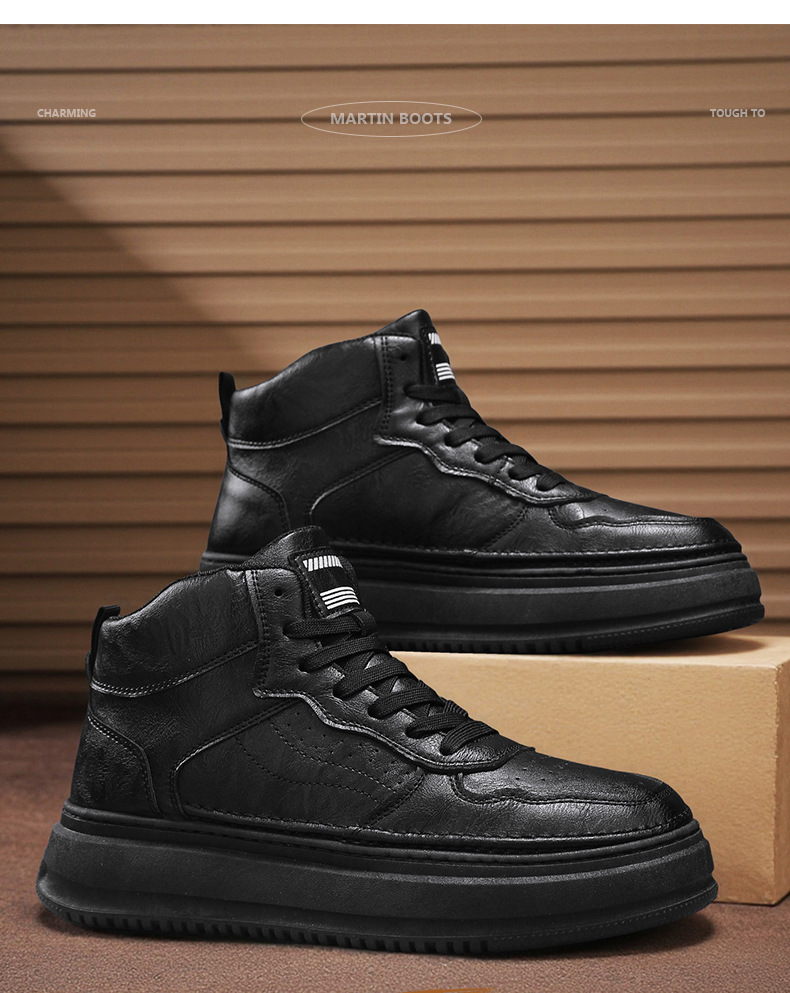 Herren Plateau-Freizeitschuhe zum Schnüren aus PU-Leder detail 2