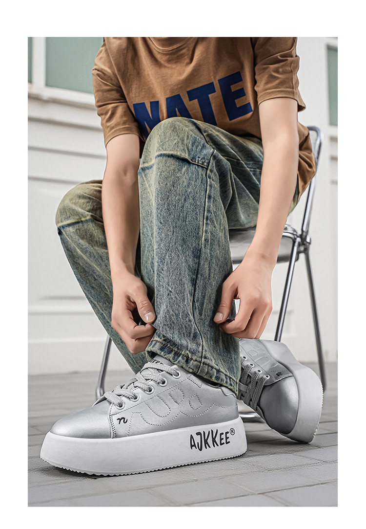 Unisex Plateau Freizeitschuhe zum Schnüren mit Erhöhung detail 8