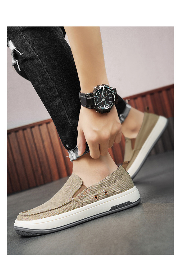 Men's Breathable Canvas Slip-On Casual Shoes detail 3