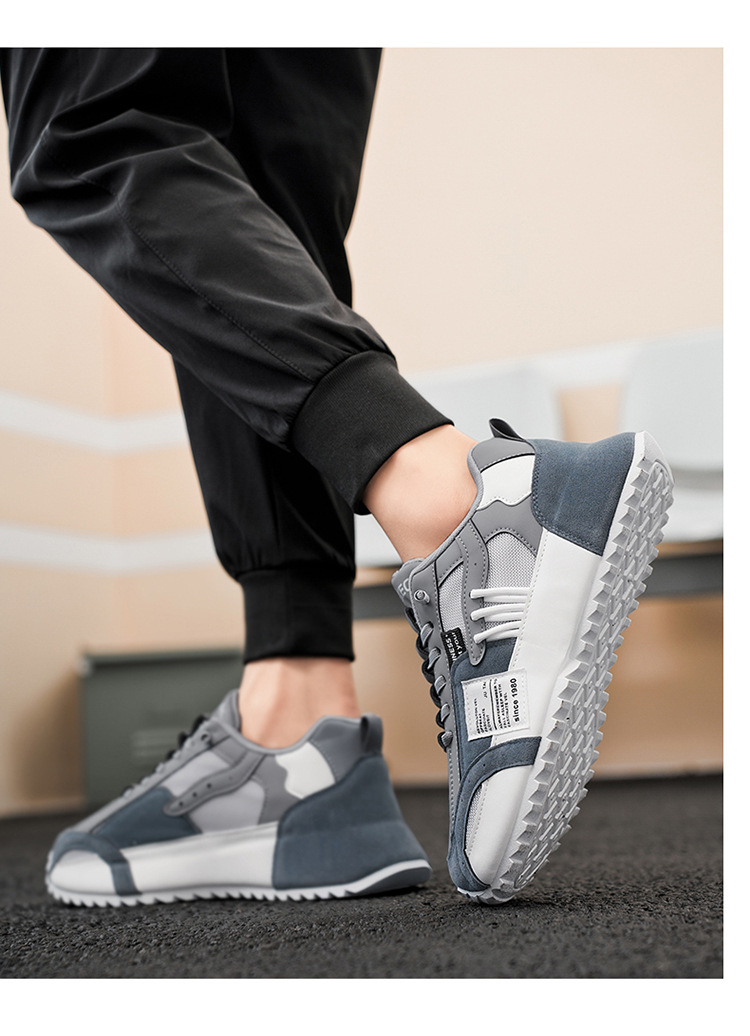 Scarpe casual da uomo traspiranti stringate con plateau e motivo color block detail 7