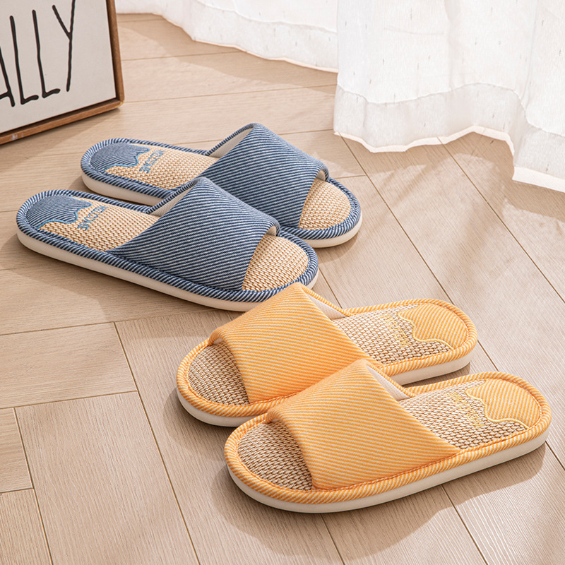 Pantofole unisex traspiranti in lino a punta aperta 2