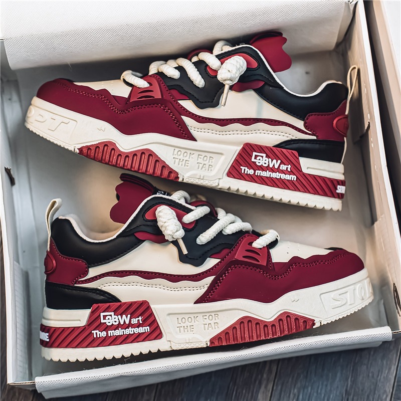 Unisex Colorblock Plateau-Sneaker zum Schnüren mit Dämpfung