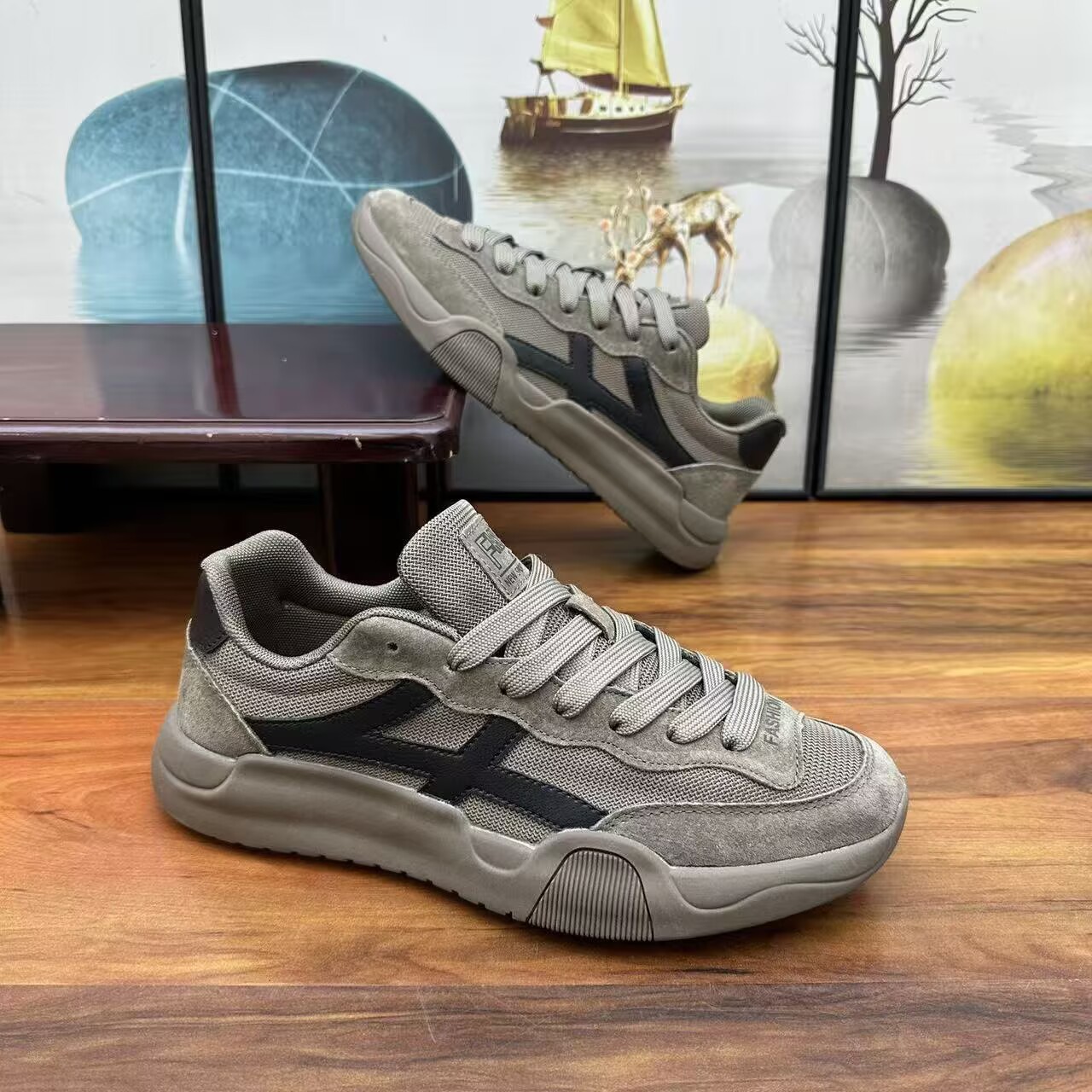 Sneakers casual da uomo traspiranti in mesh con lacci detail 1