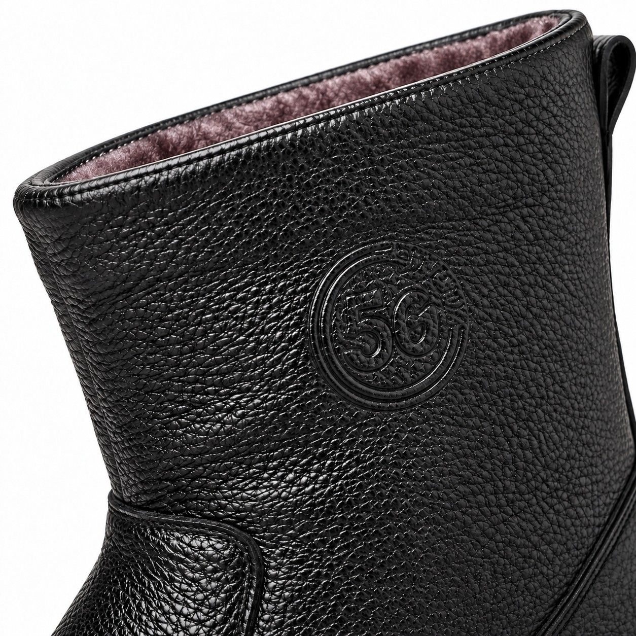Men's Fur-Lined Full-Grain Leather Side-Zip Boots 8