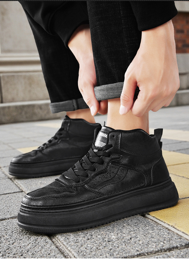 Herren Plateau-Freizeitschuhe zum Schnüren aus PU-Leder detail 3