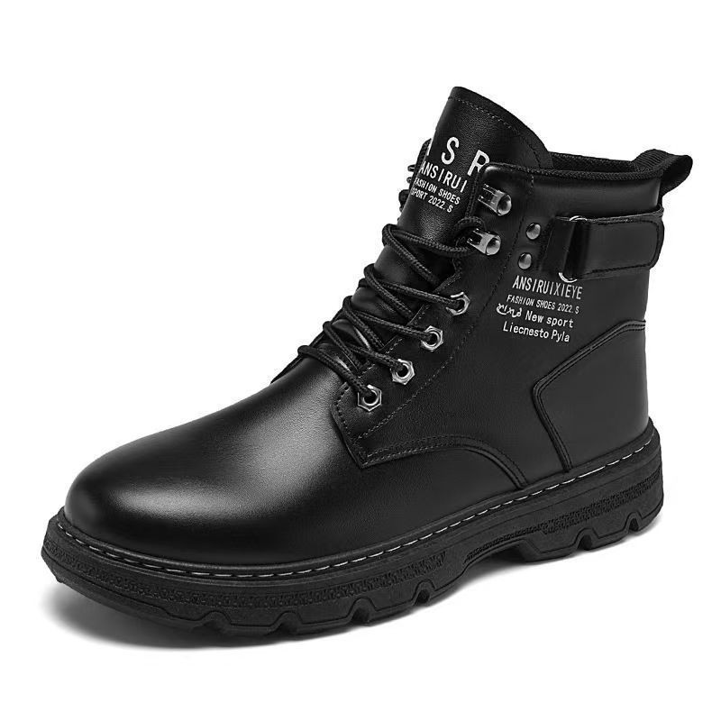Botas de cuero con cordones antideslizantes estilo urbano hombre 6