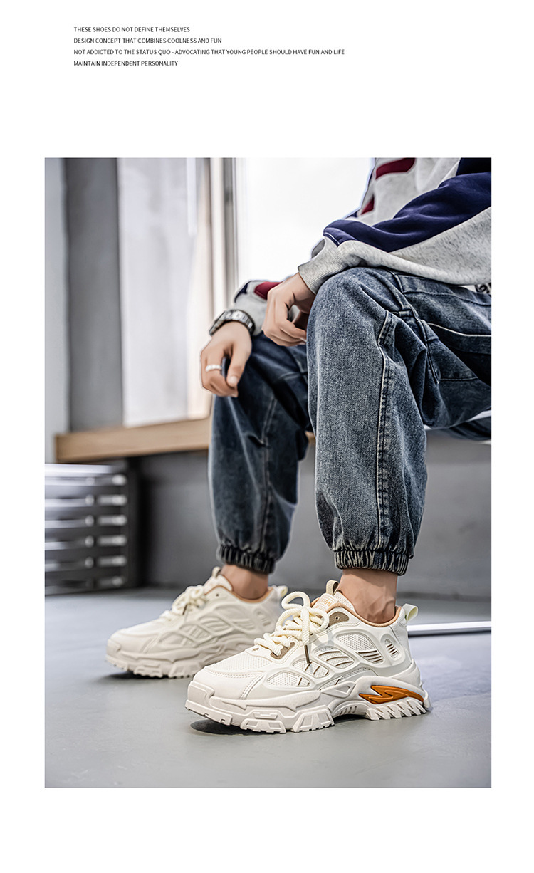 Atmungsaktive Herren-Freizeitschuhe mit Plateausohle und Schnürung detail 1