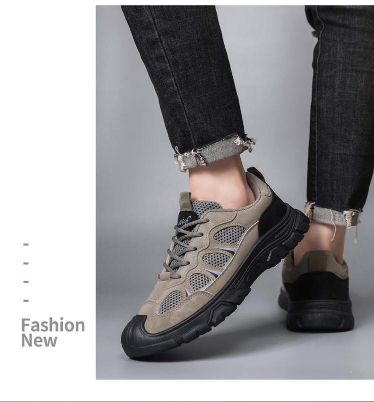 Atmungsaktive Herren-Freizeitschuhe mit Mesh und Schnürung für draußen detail 4