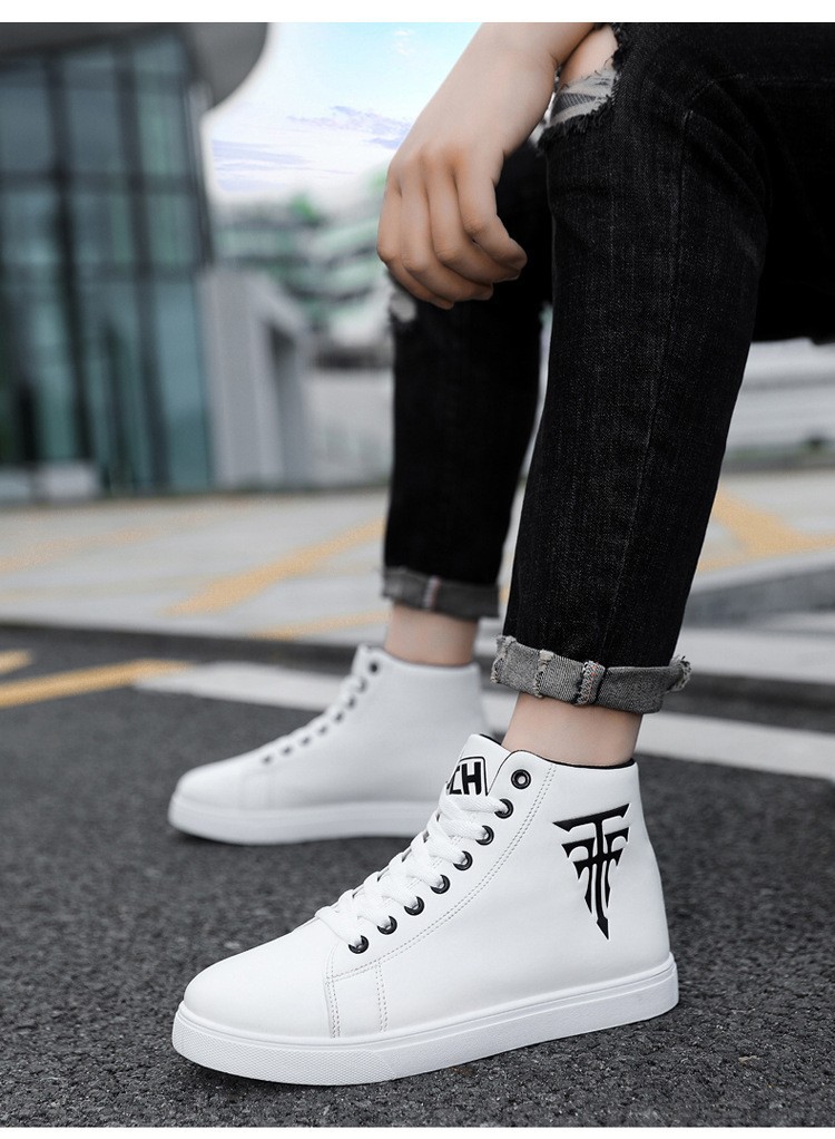 Men's Lace-Up PU Leather High-Top Casual Shoes detail 2