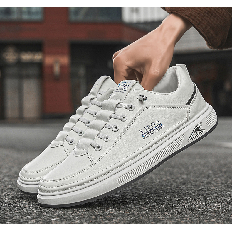 Men's PU Leather Lace-Up Low-Top Casual Shoes detail 4