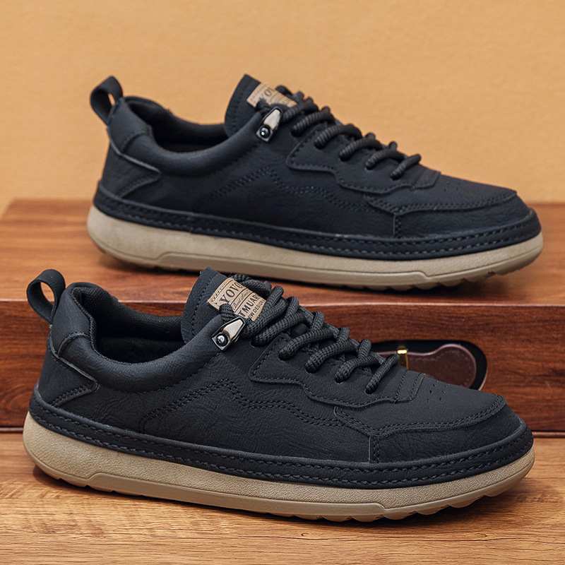 Herren Freizeitschuhe aus PU-Leder mit Schnürung & rutschfester Sohle