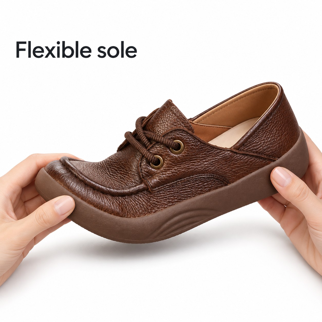 Women's Full-Grain Leather Wide Toe Box Lace-Up Casual Shoes detail 5