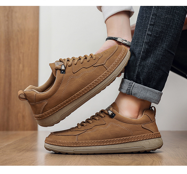 Herren Freizeitschuhe aus PU-Leder mit Schnürung & rutschfester Sohle detail 8