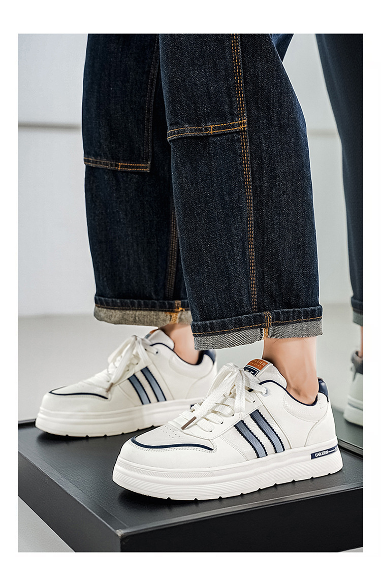Scarpe casual stringate da uomo con plateau in pelle PU detail 5