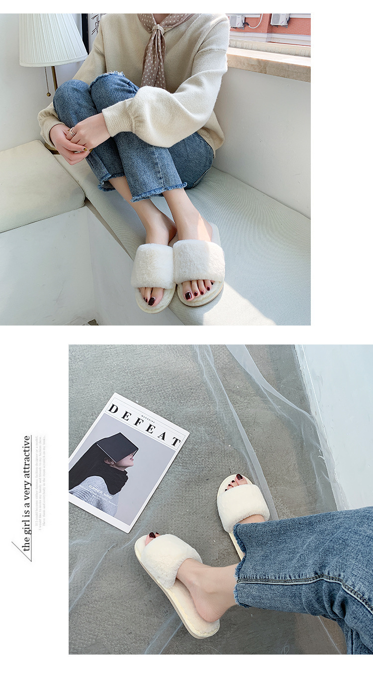 Chaussons douillets en peluche à bout ouvert pour femme detail 11