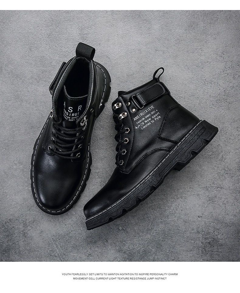 Botas de cuero con cordones antideslizantes estilo urbano hombre detail 2