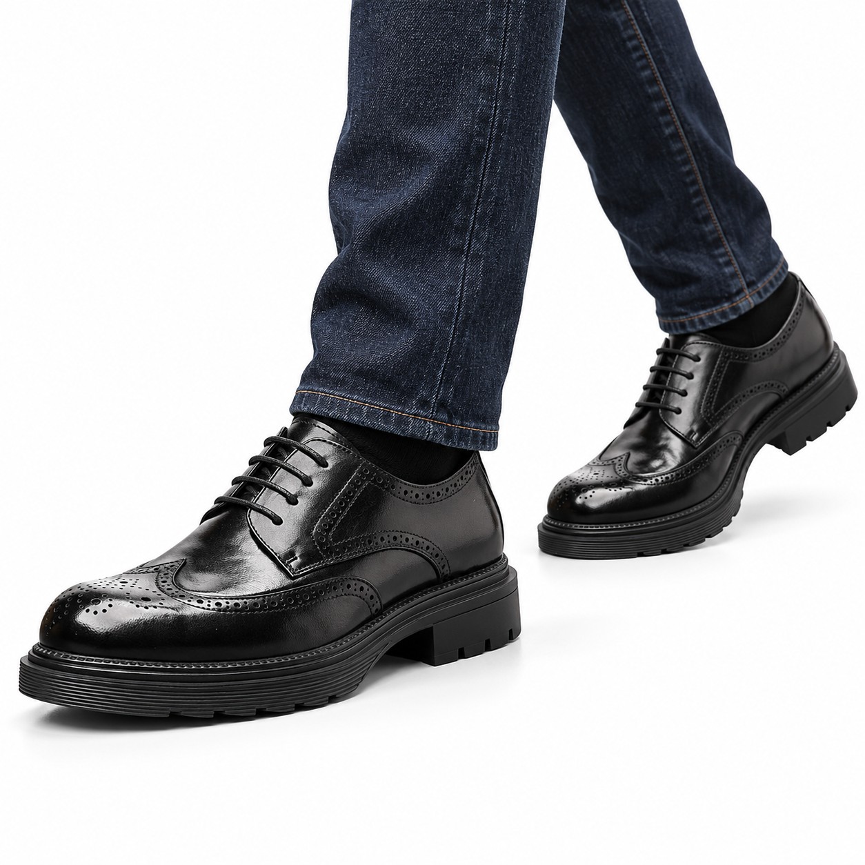 Men's Full-Grain Leather Wingtip Brogue Derby Dress Shoes 1