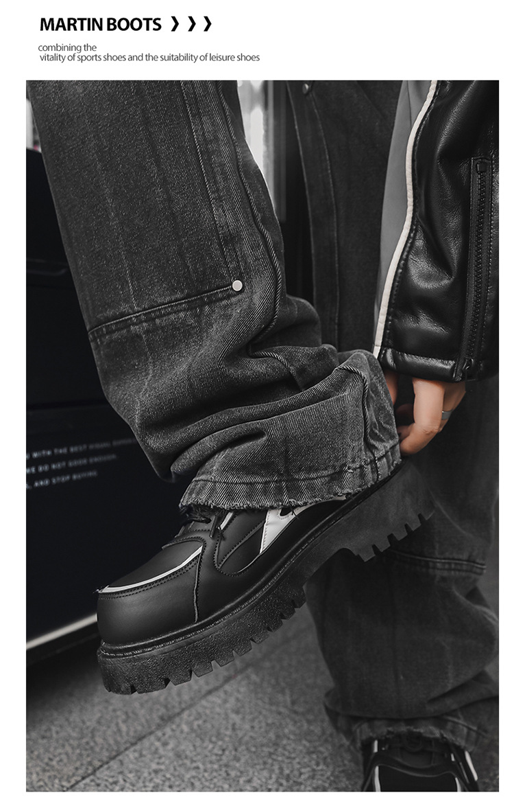 Chunky Plateau-Freizeitschuhe für Herren mit Schnürung aus PU-Leder detail 16
