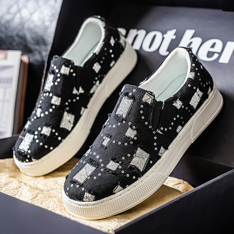 Herren Slip-On Canvas-Freizeitschuhe mit Plateau 4
