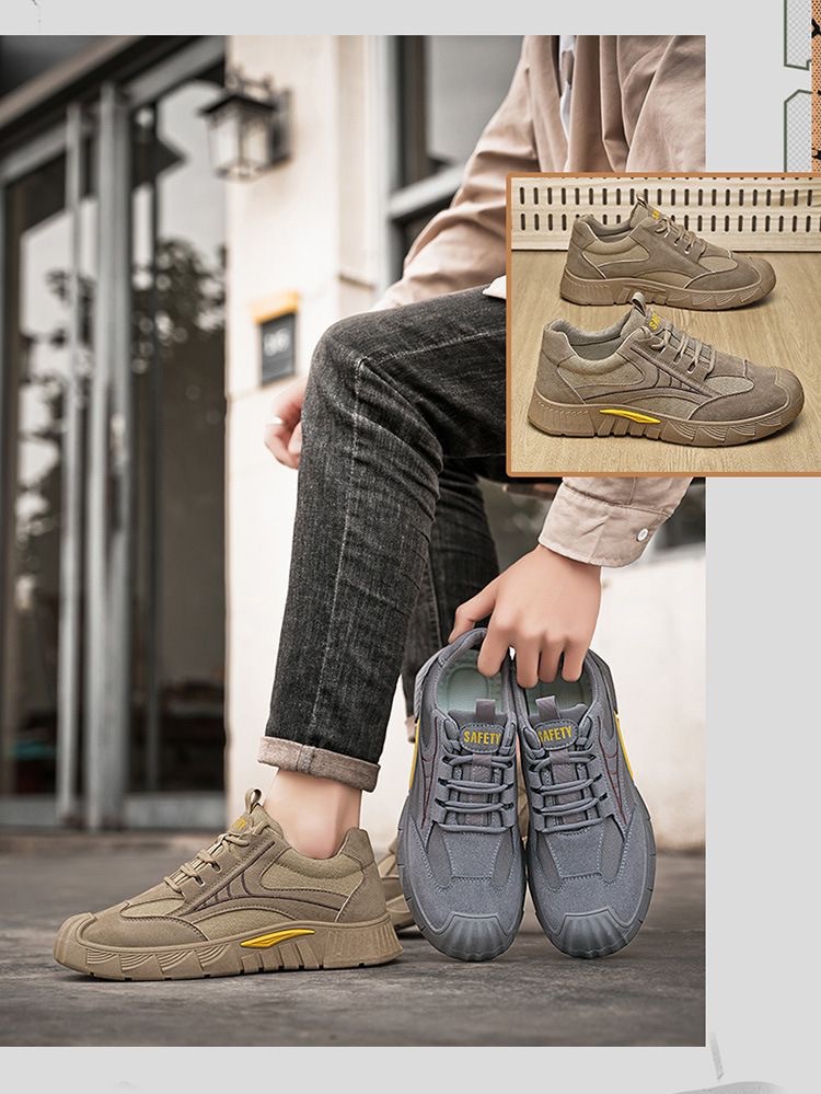 Atmungsaktive Herren-Freizeitschuhe aus Wildleder zum Schnüren detail 1
