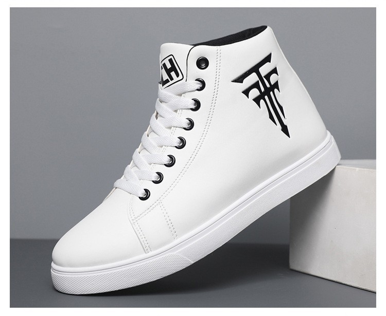 Men's Lace-Up PU Leather High-Top Casual Shoes detail 3