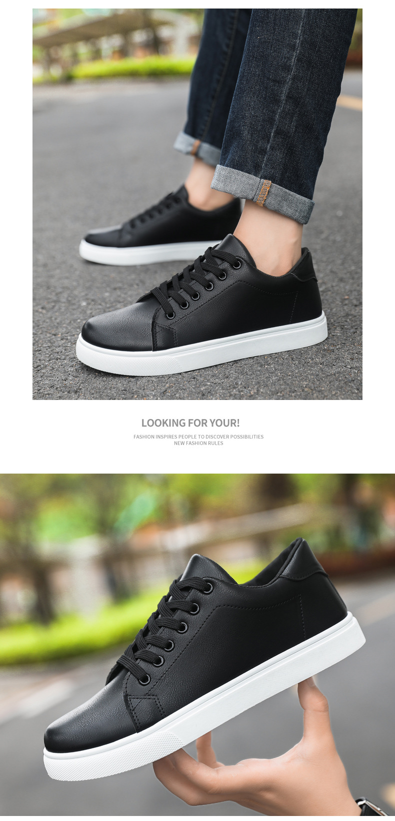 Men's PU Leather Lace-Up Non-Slip Casual Shoes detail 13