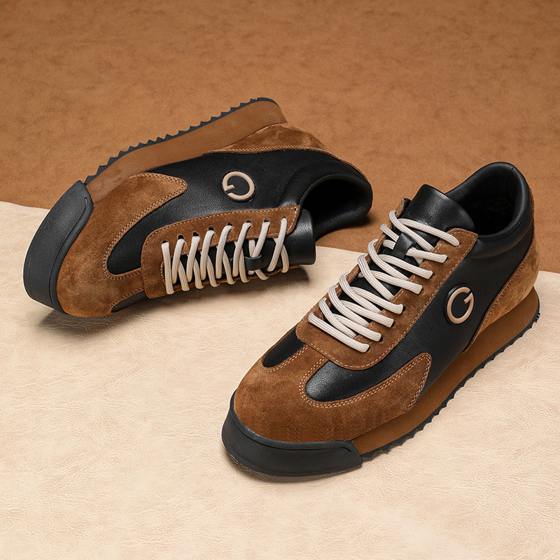 Herren Plateau-Sneaker aus Leder im Colorblock-Design detail 14