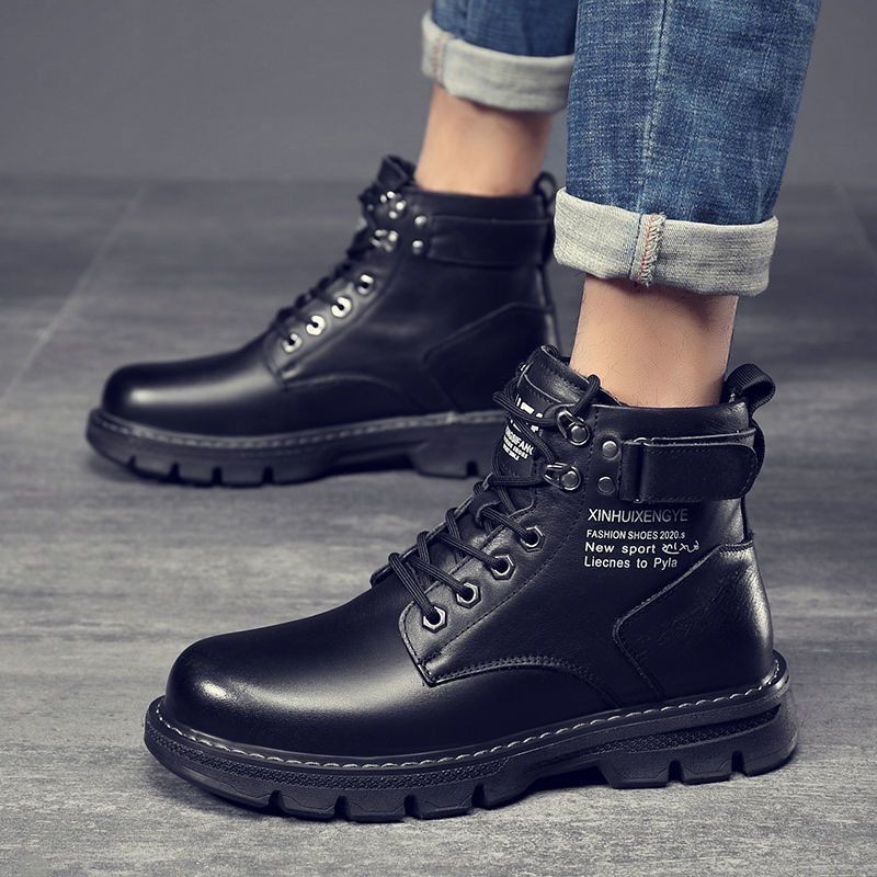 Botas de cuero con cordones antideslizantes estilo urbano hombre 3