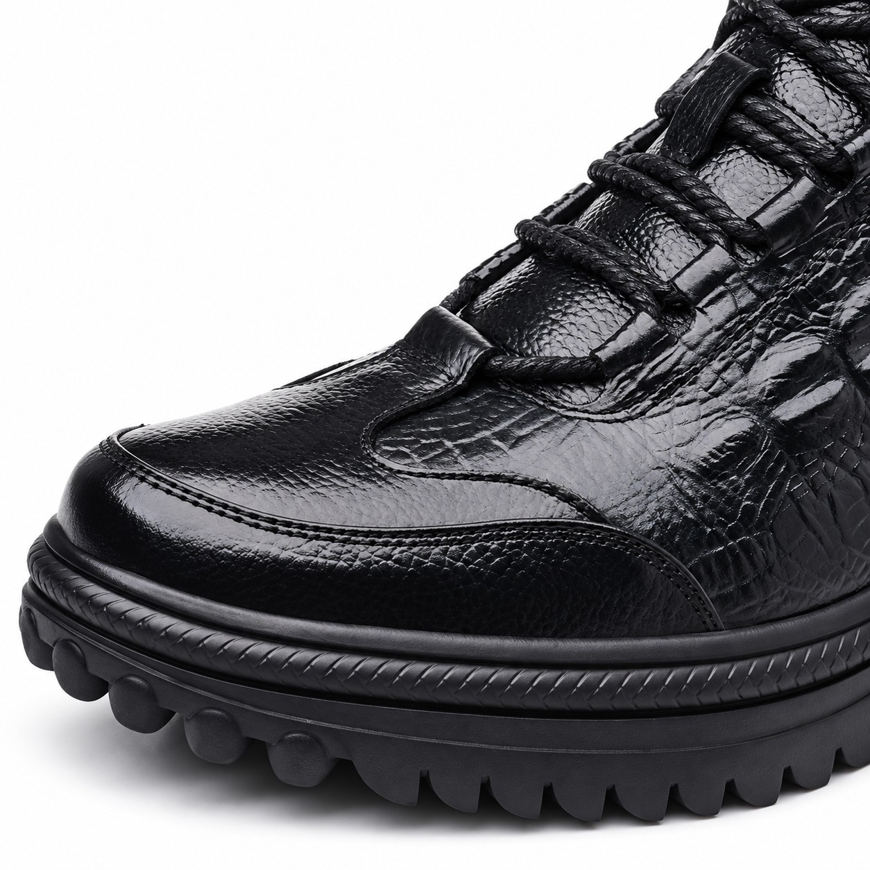 Men's Full-Grain Leather Lug-Sole Lace-Up Boots 8