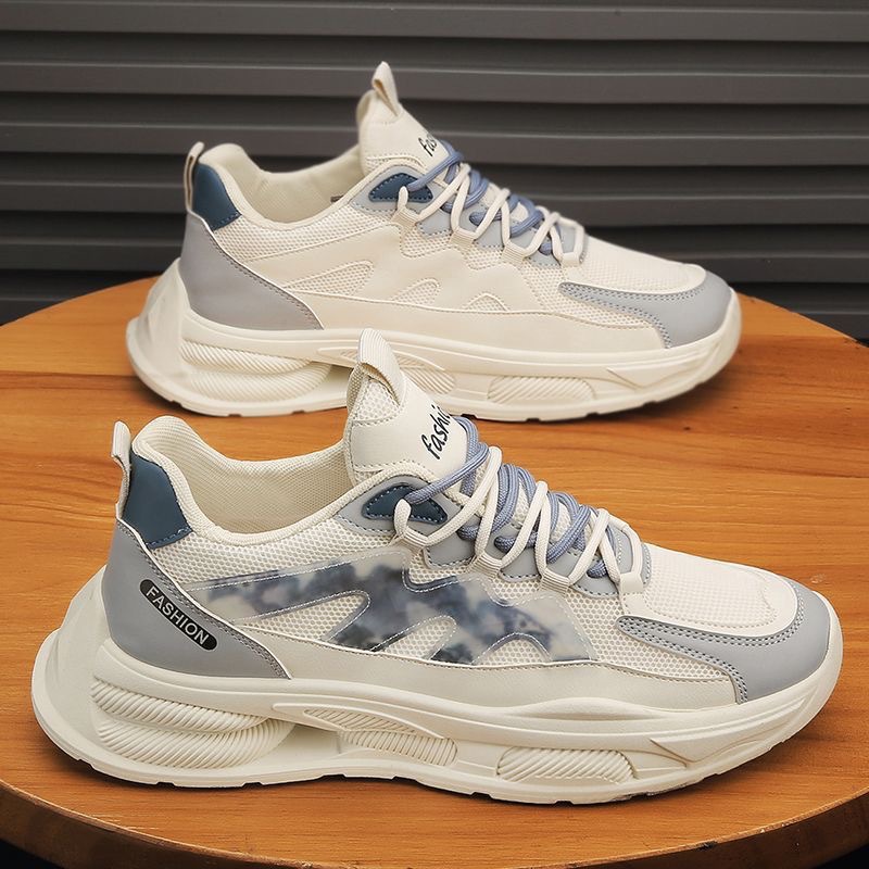 Sneakers casual da uomo traspiranti con plateau e motivo color block 4