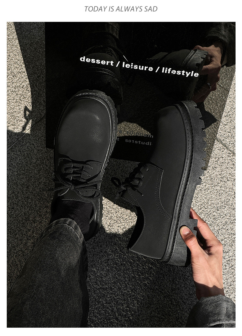 Scarpe casual stringate chunky da uomo in ecopelle PU detail 11