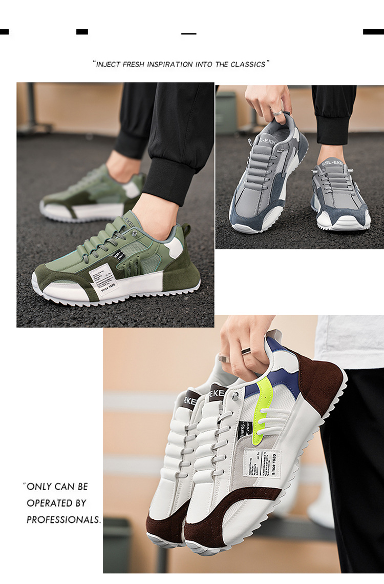 Scarpe casual da uomo traspiranti stringate con plateau e motivo color block detail 2