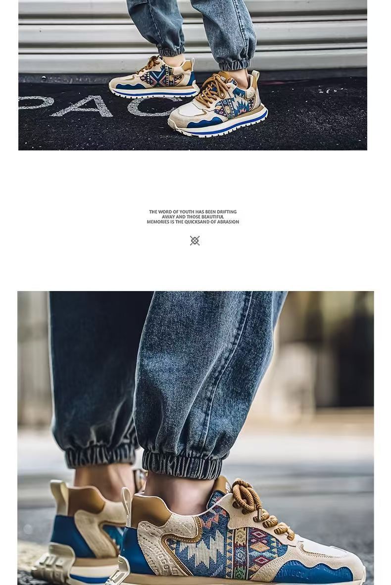 Casual herenschoenen met veters en etnisch patroon detail 5