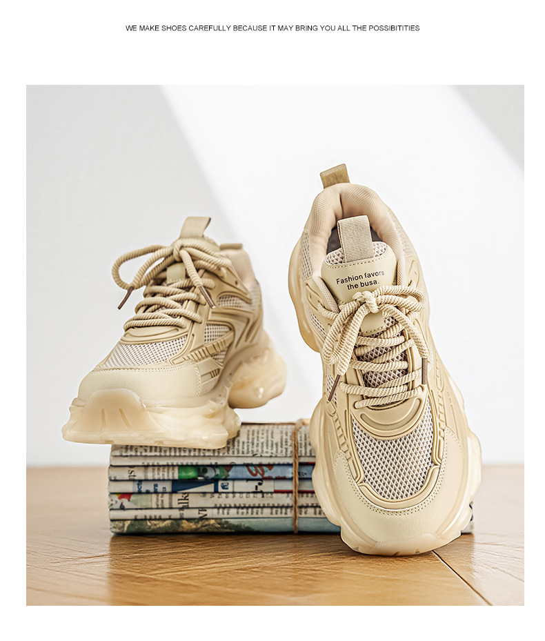 Chunky Dames Sneakers met Ademend Mesh en Plateauzool detail 8