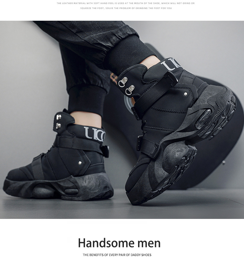 Gepolsterte High-Top-Freizeitschuhe für Herren mit Schnallen detail 2