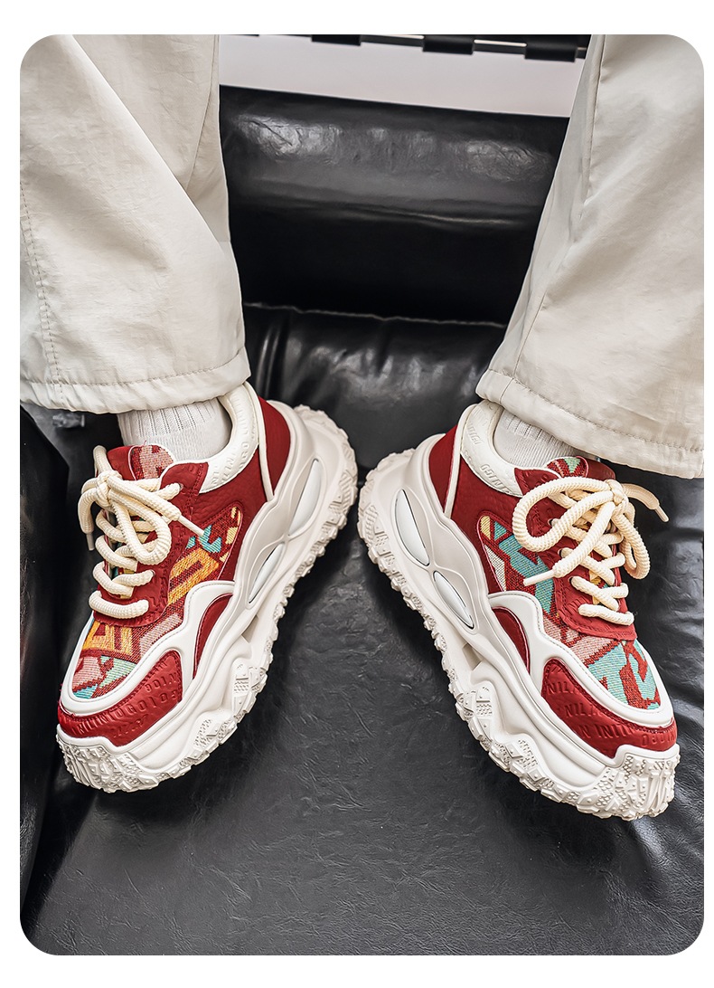 Gedämpfte Plateau-Freizeitschuhe für Herren mit Schnürung detail 5