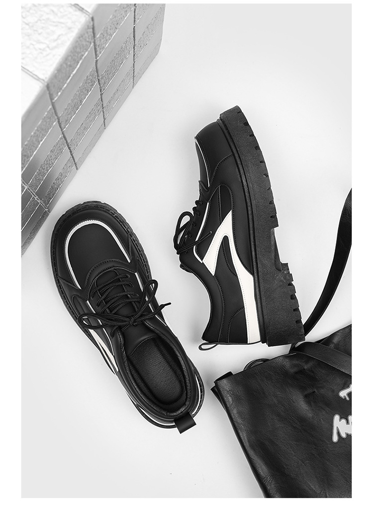 Chunky Plateau-Freizeitschuhe für Herren mit Schnürung aus PU-Leder detail 12