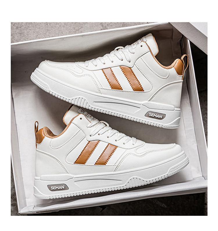 Men's Lace-Up PU Leather Colorblock Casual Sneakers detail 8