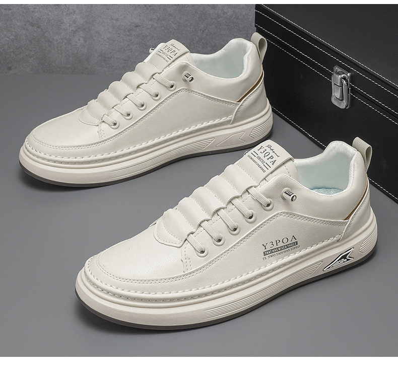 Men's PU Leather Lace-Up Low-Top Casual Shoes detail 10