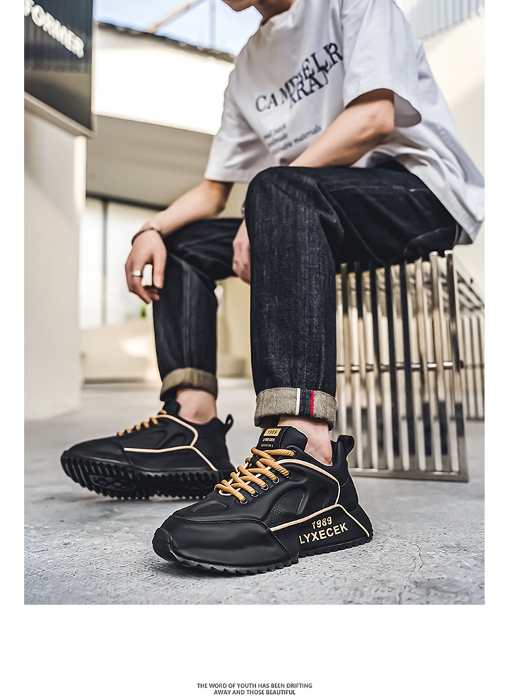 Sneakers casual stringate da uomo color block detail 4