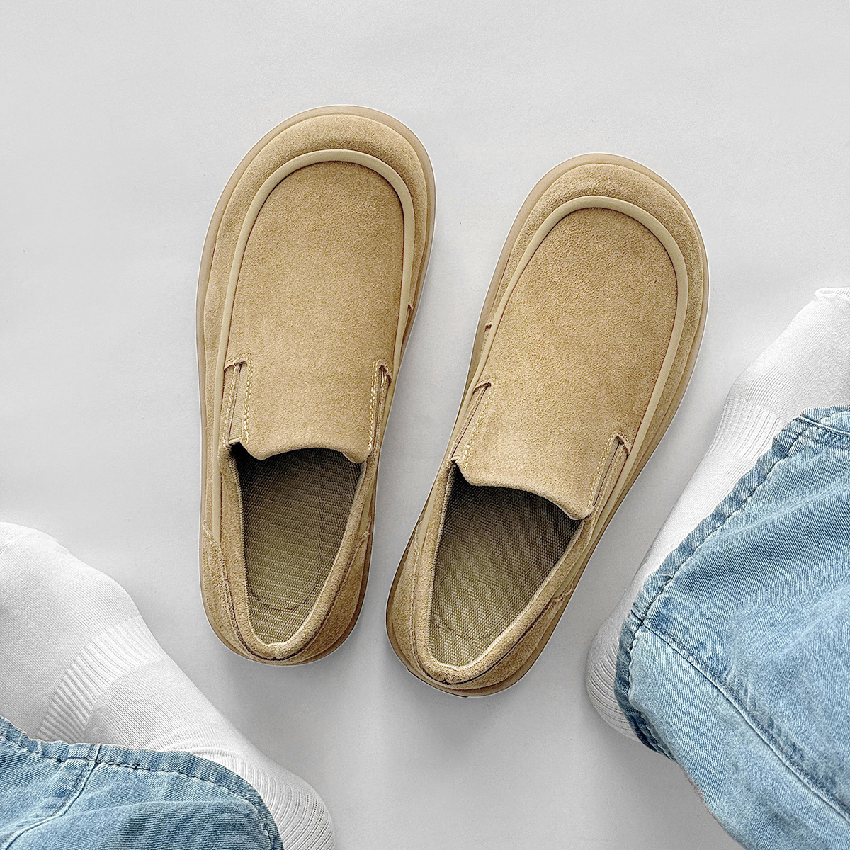 Casual slip-on herenschoenen van suède 5