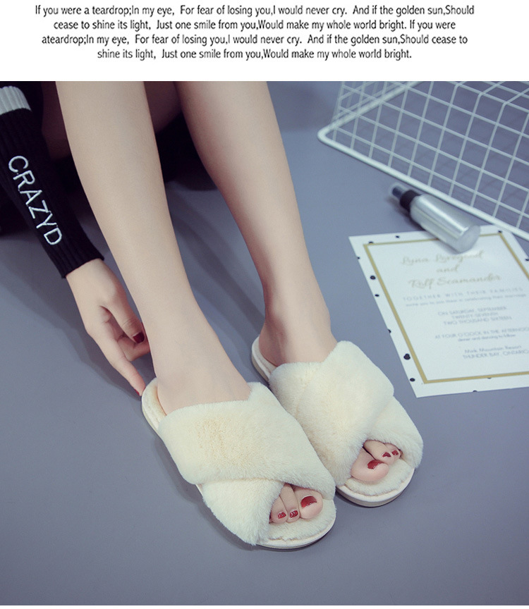 Pantuflas de felpa suave con tiras cruzadas para mujer detail 15