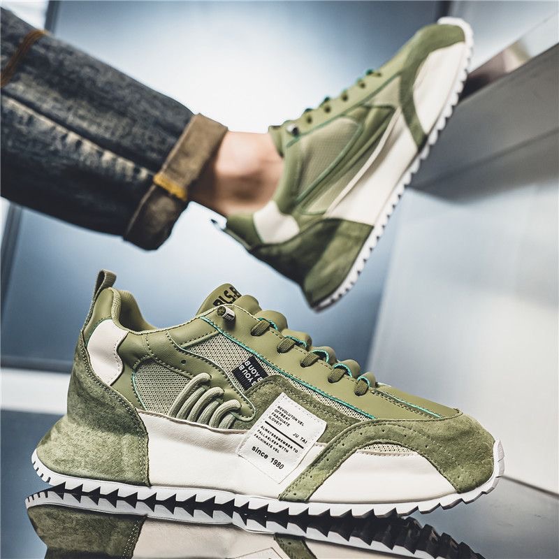 Zapatillas casual de hombre transpirables con cordones y diseño color block 5